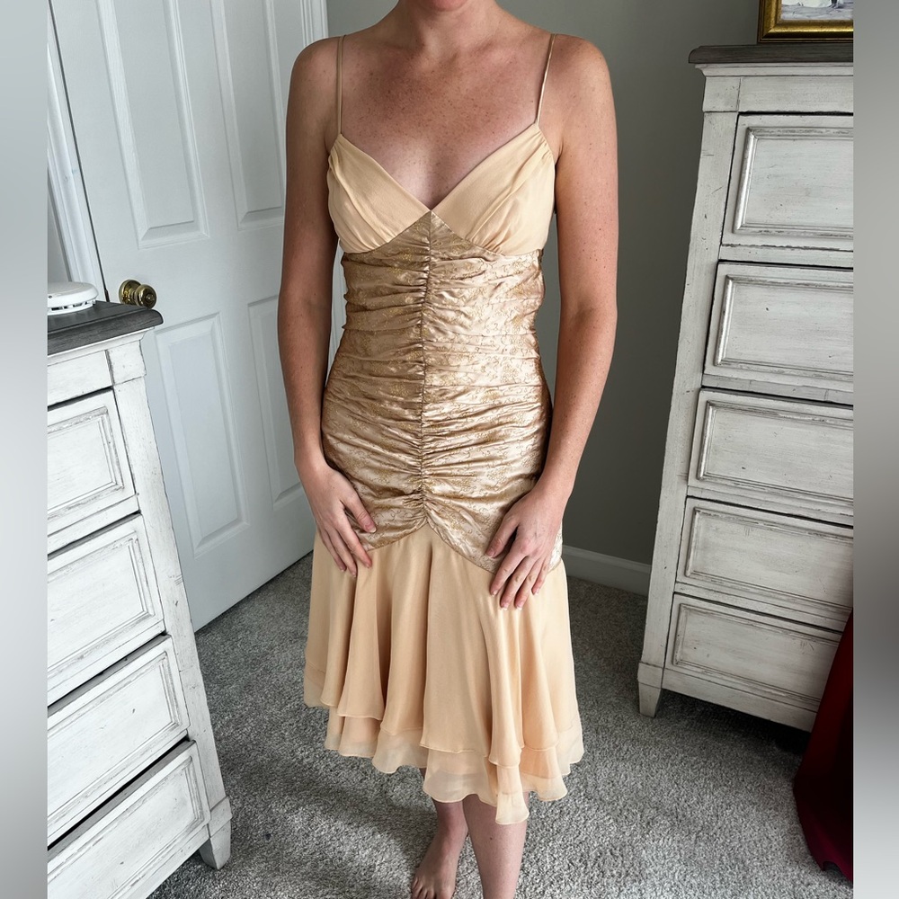 Betsey Johnson Gold and Cream Midi Dress
